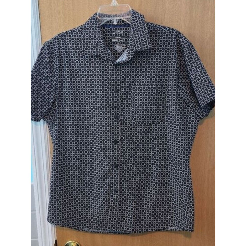 Apt. 9 Black and White Short-Sleeve Geometric Button-Up Shirt